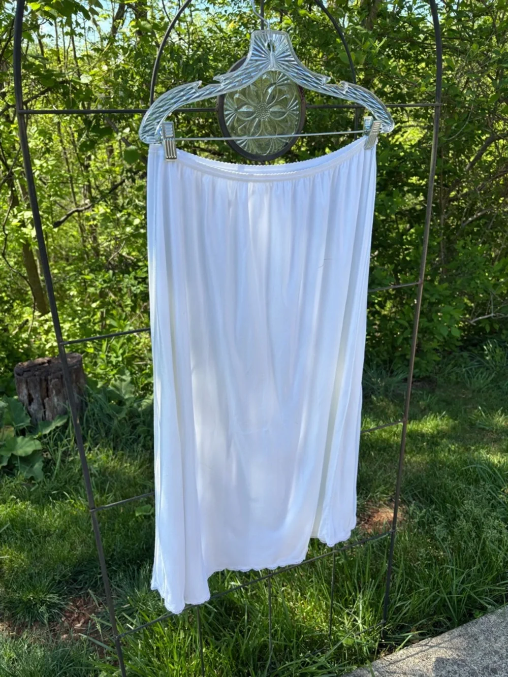 Vintage Shadow Line Women's White Elastic-Waist Skirt Slip Lace Midi 2X Plus - Picture 4 of 16